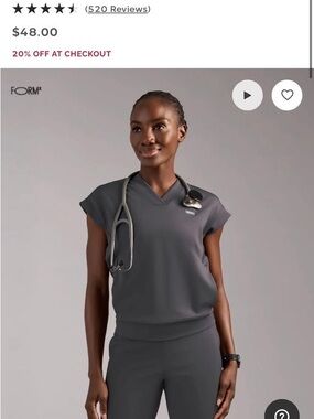 Figs Women's FormX V-Neck Scrub Top Charcoal - Medium